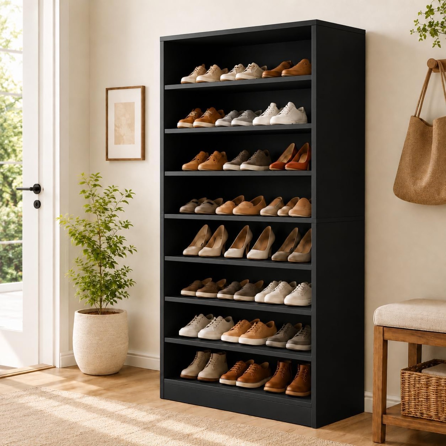 Shoe Rack Cabinet Narrow Entryway - Высокий шкаф-стеллаж для обуви на 9