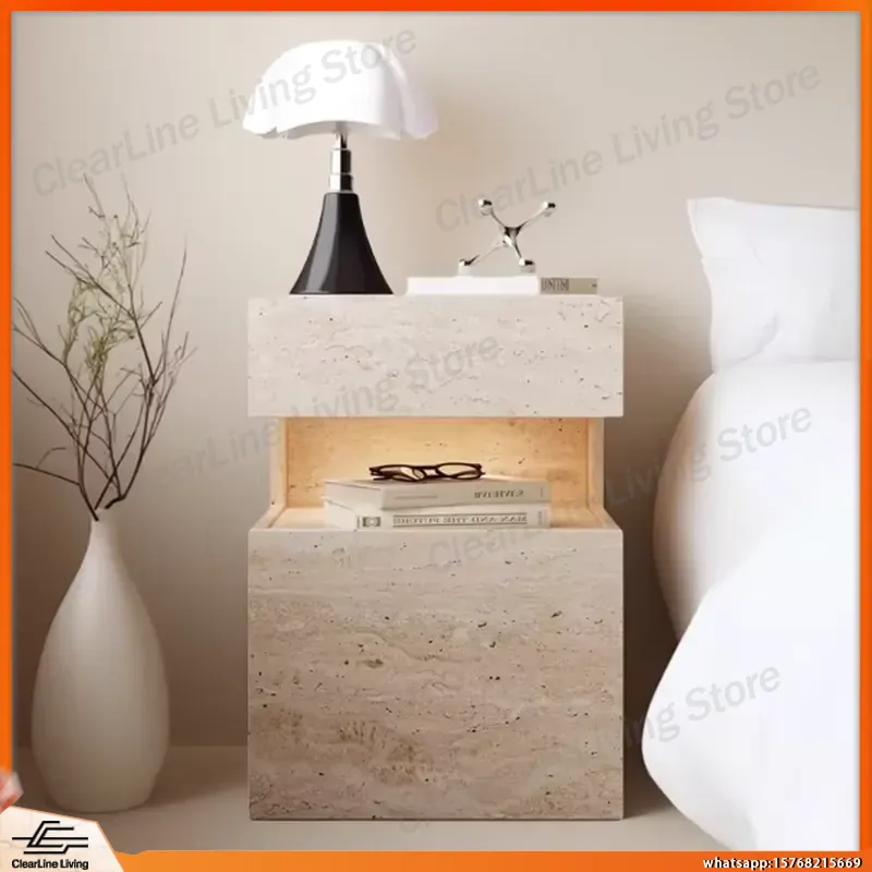 Floating Nightstand With Led Light - Прикроватная тумба из массива дерева в