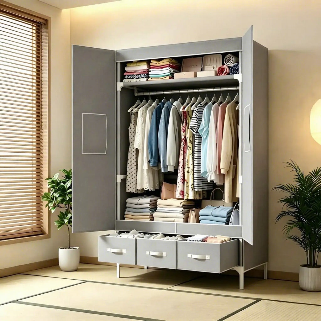 Wardrobe Closet Portable Fabric Cover - Портативный шкаф-гардероб, 57,48 дюймов, органайзер для