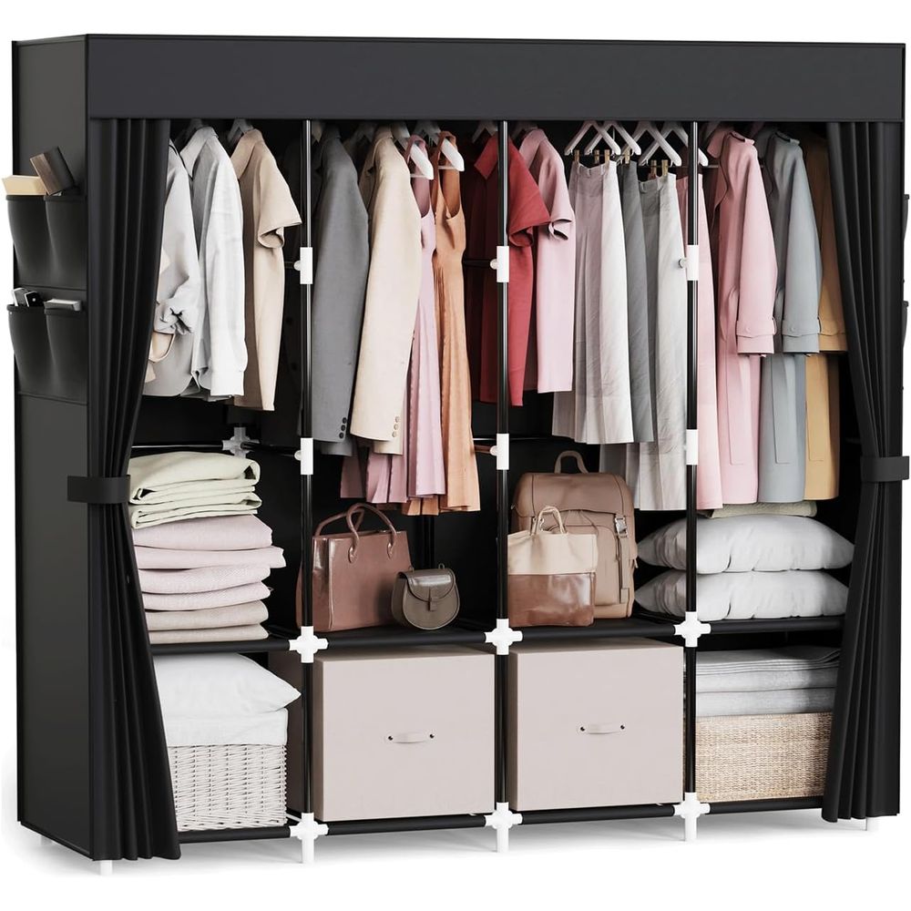 Wardrobe Closet Portable Fabric Cover - Органайзер для одежды с 4 штангами