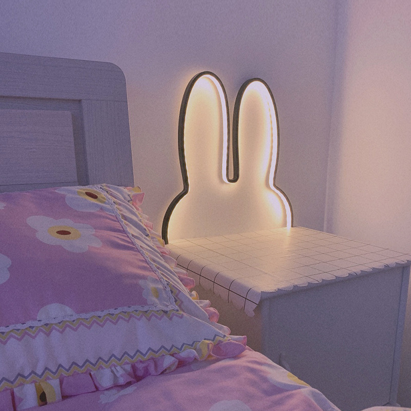Floating Nightstand With Led Light - Милые светодиодные настенные светильники с кроликом,
