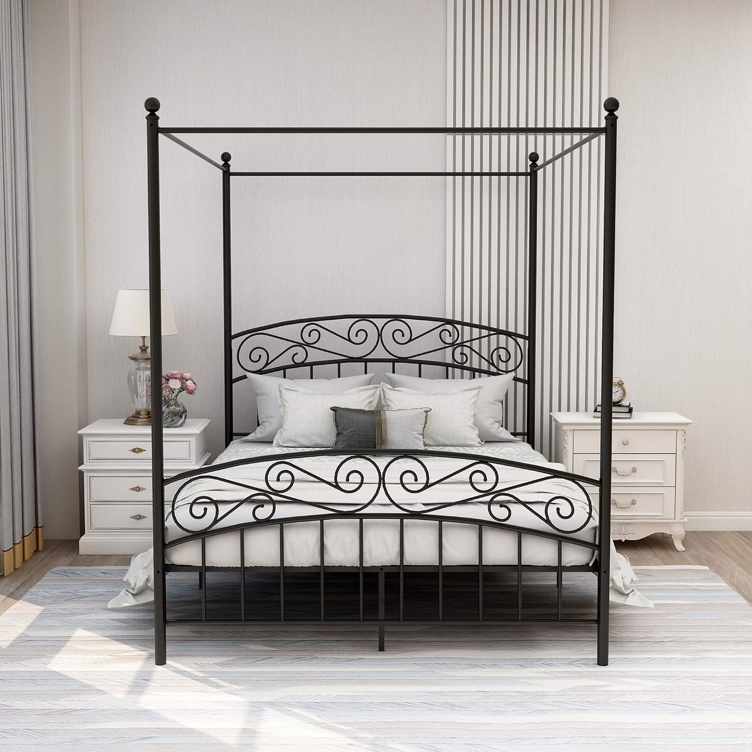 Металлическая кровать-балдахин – обзор и цена Canopy Bed Frame Metal Queen