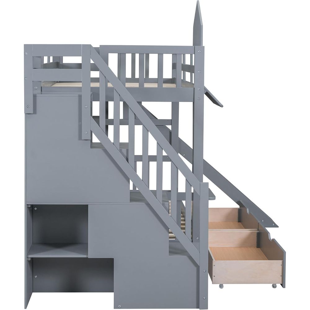 Двухъярусная кровать emave для – обзор и цена Bunk Bed With Stairs And Slide