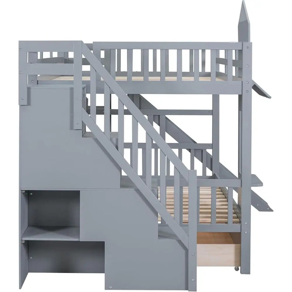 Двухъярусная кровать размера F – обзор и цена Bunk Bed With Stairs And Slide