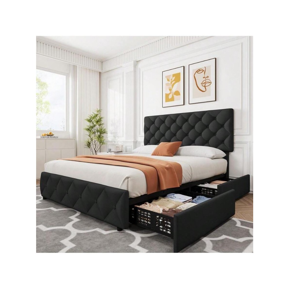 Кровать размера Full Queen Kin – обзор и цена King Size Bed Frame With Storage Drawers