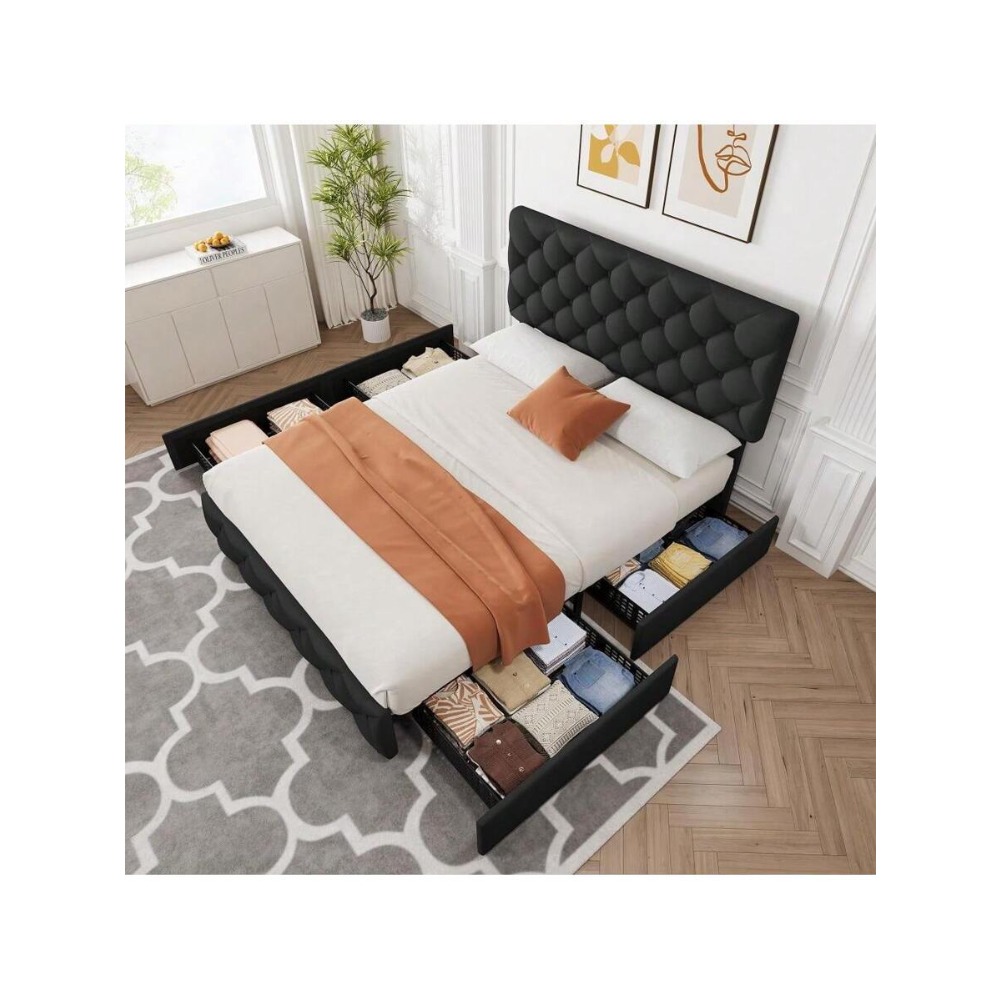 Кровать размера Full Queen Kin – обзор и цена King Size Bed Frame With Storage Drawers