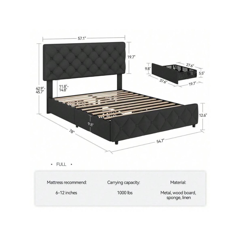 Кровать размера Full Queen Kin – обзор и цена King Size Bed Frame With Storage Drawers