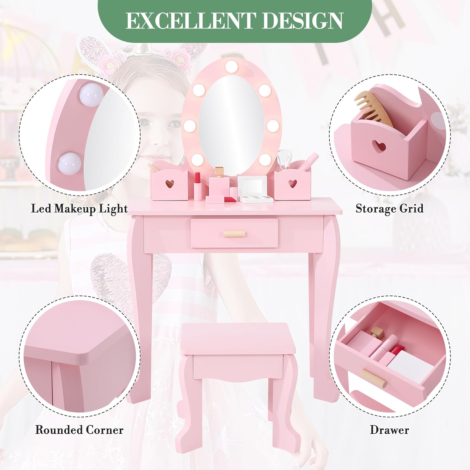 Детский туалетный столик со ст – обзор и цена Dressing Table Vanity With Lighted Mirror