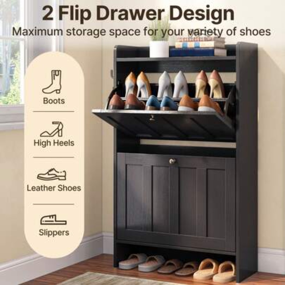 Шкаф для обуви с 2 откидными я – обзор и цена Shoe Rack Cabinet Narrow Entryway