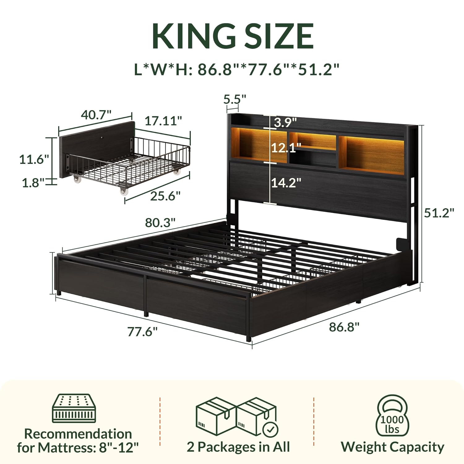 Кровать размера King Size с 6  – обзор и цена King Size Bed Frame With Storage Drawers