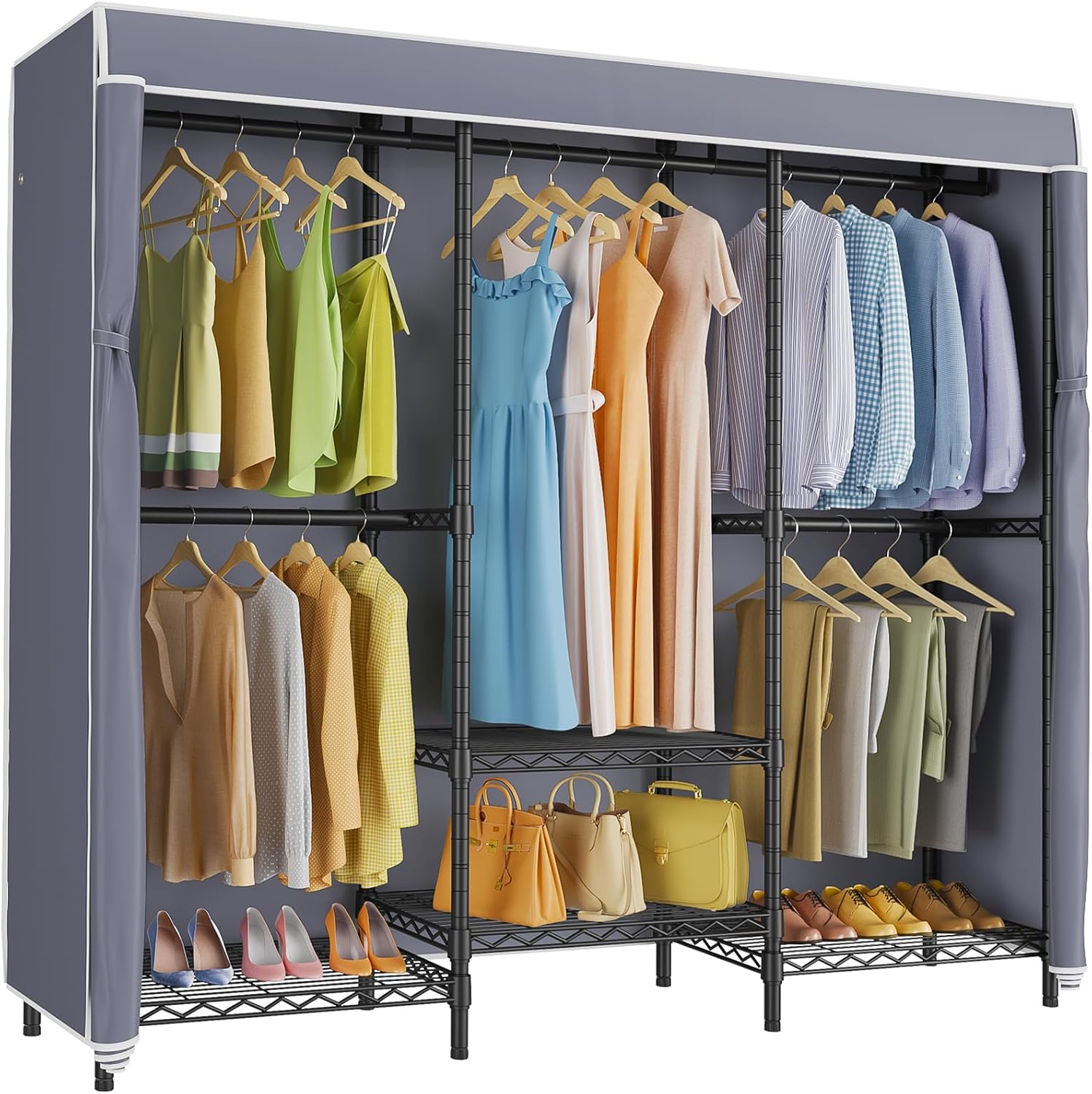 Напольная вешалка для одежды с – обзор и цена Wardrobe Closet Portable Fabric Cover