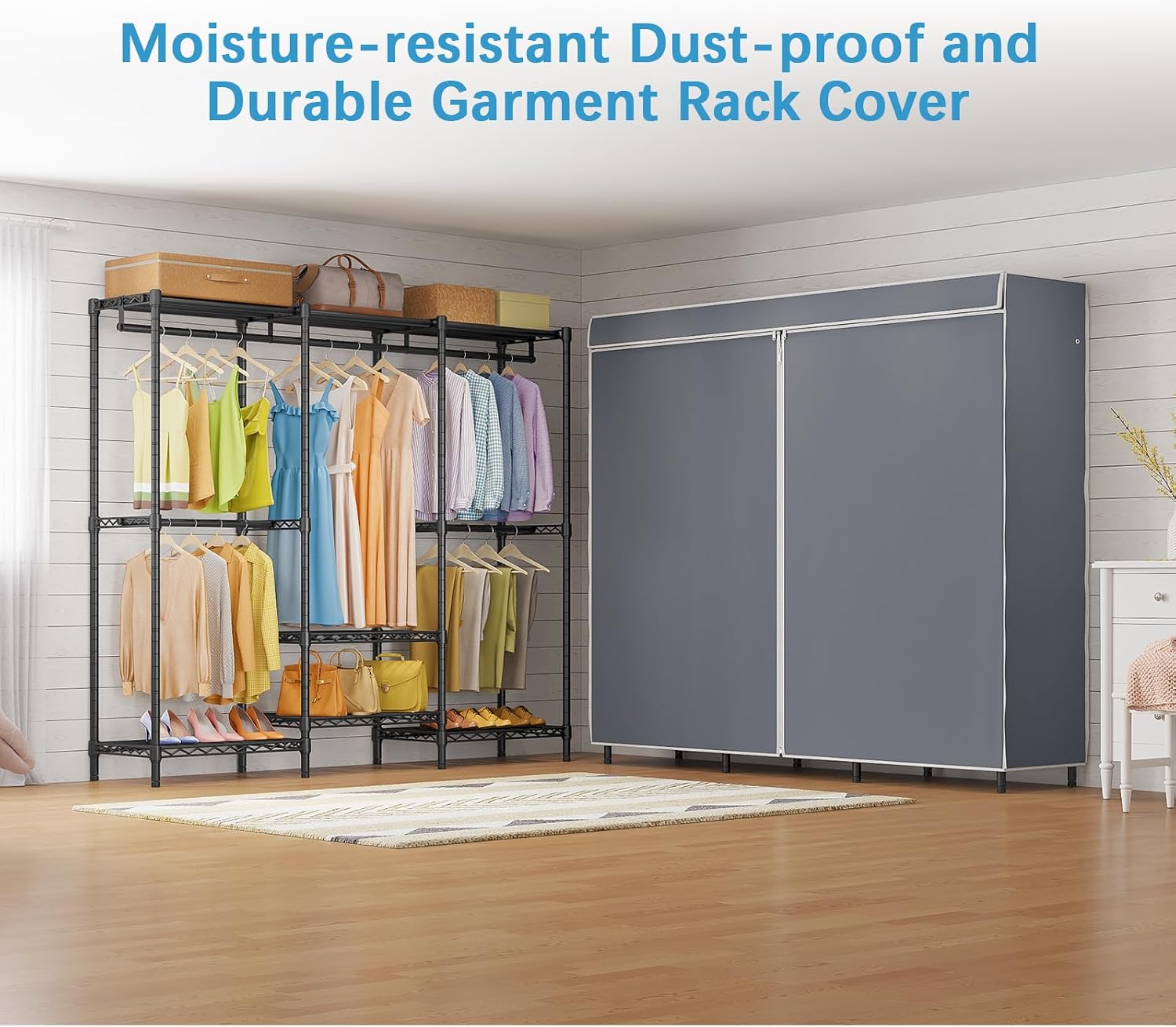 Напольная вешалка для одежды с – обзор и цена Wardrobe Closet Portable Fabric Cover