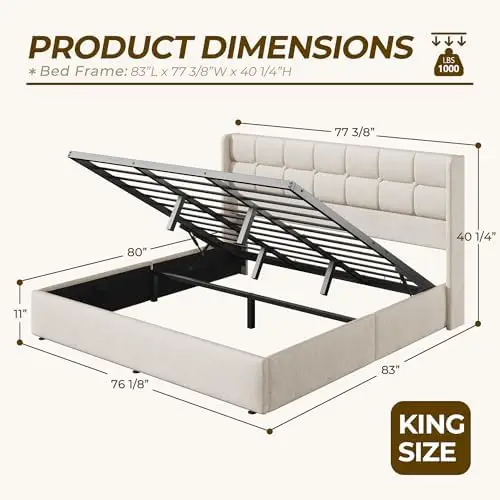 Кровать-платформа King Size с  – обзор и цена Gas Lift Storage Bed Hydraulic
