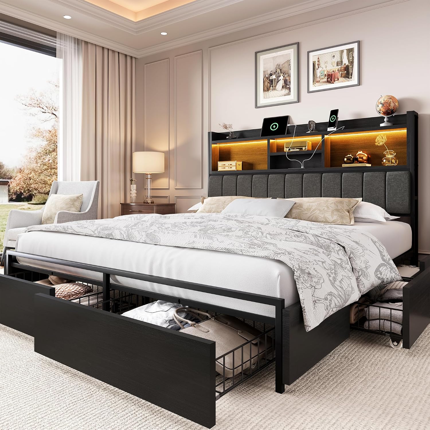 Каркас кровати King-size с 6 в – обзор и цена King Size Bed Frame With Storage Drawers