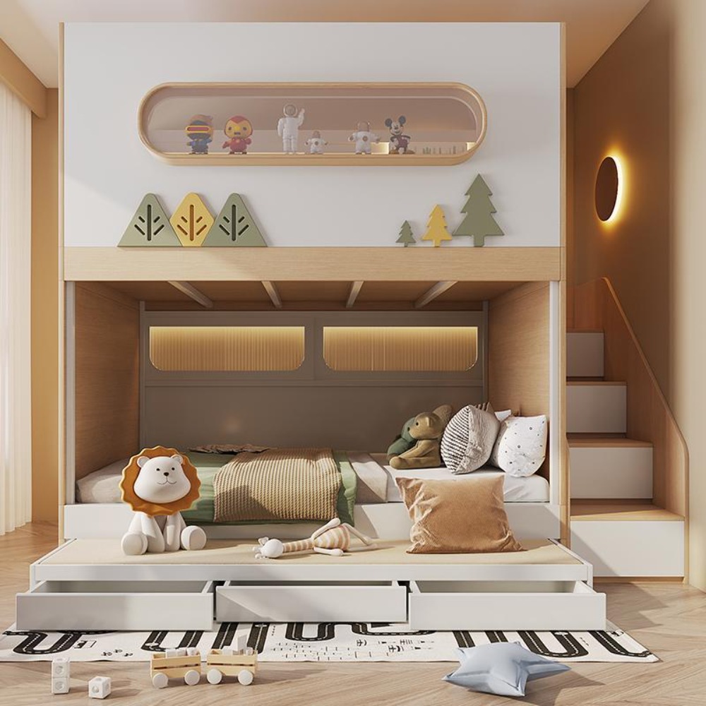 Детская двухъярусная кровать-к – обзор и цена Bunk Bed With Stairs And Slide