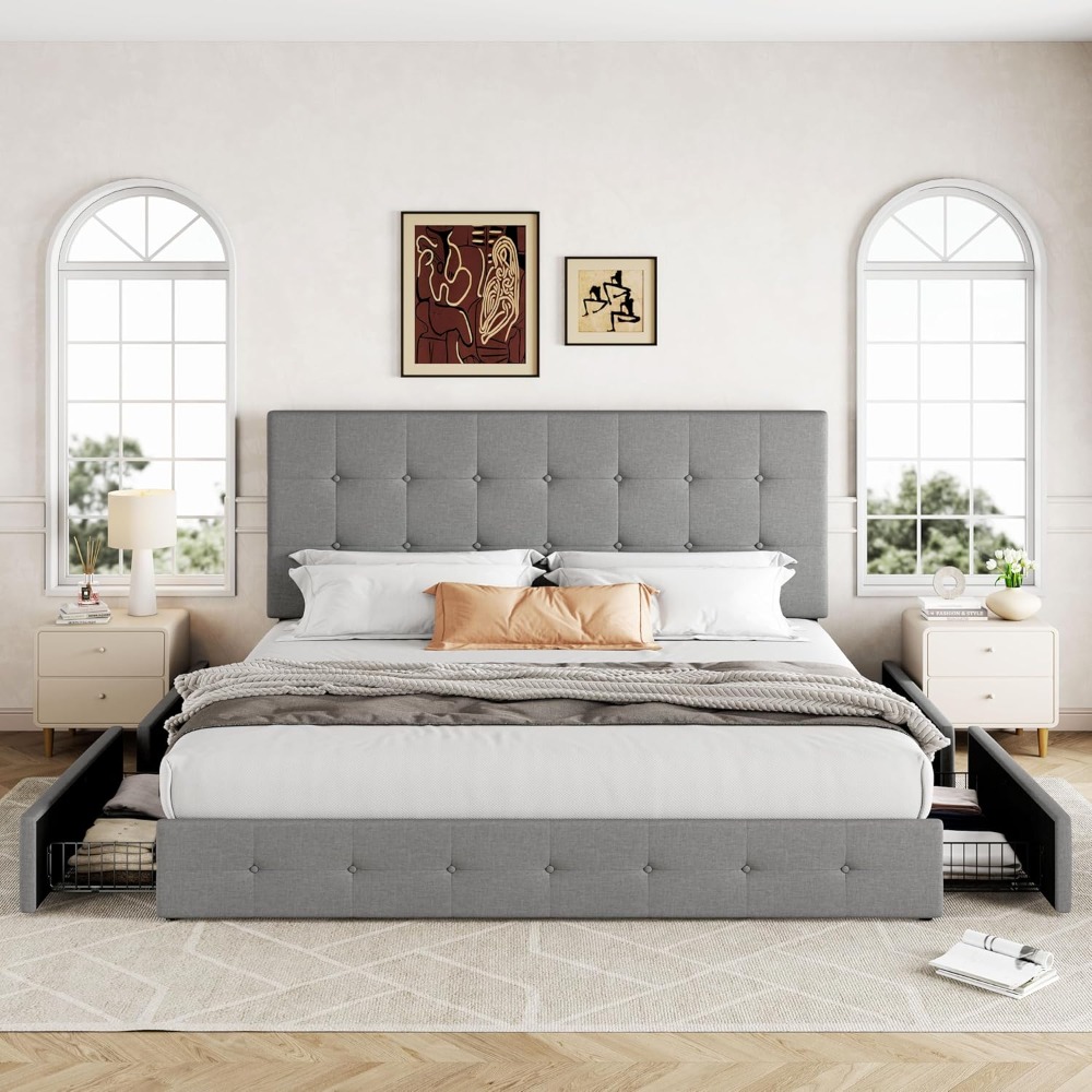 Кровать-платформа King Size с  – обзор и цена King Size Bed Frame With Storage Drawers