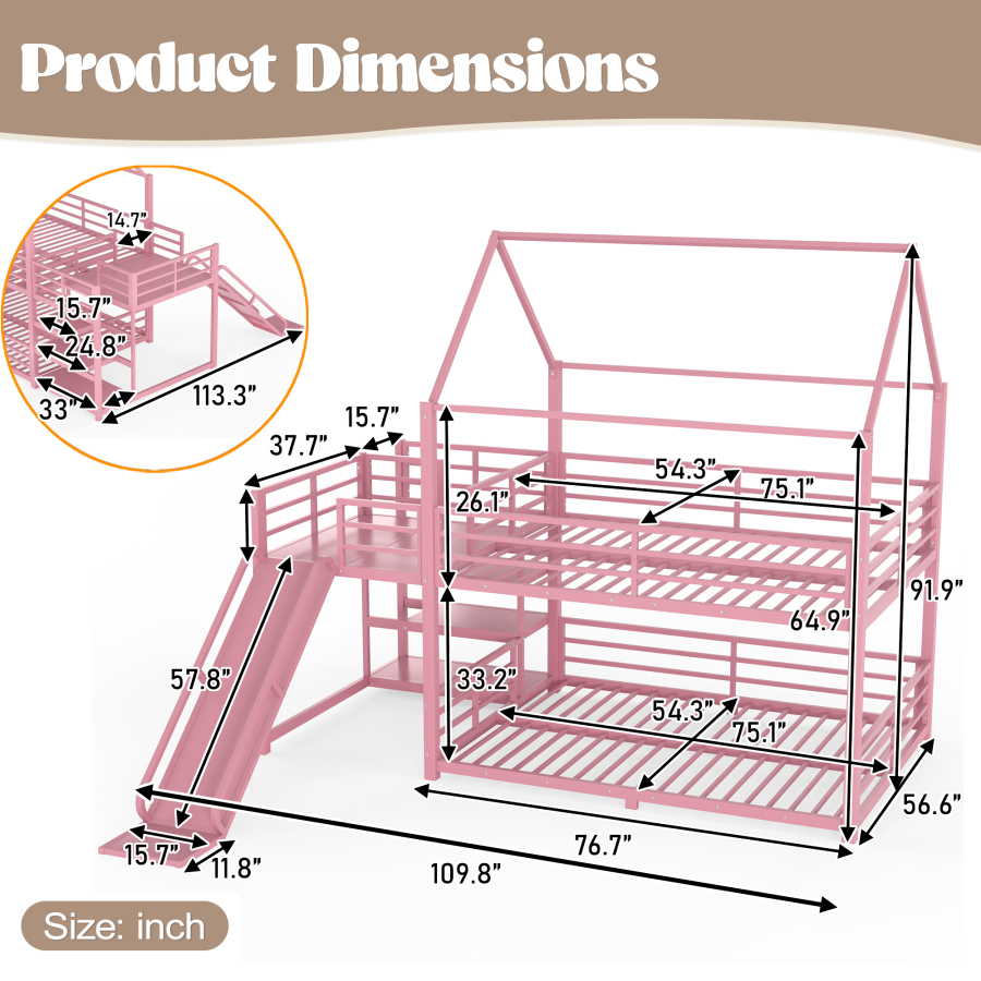 Цельнометаллическая двухъярусн – обзор и цена Bunk Bed With Stairs And Slide