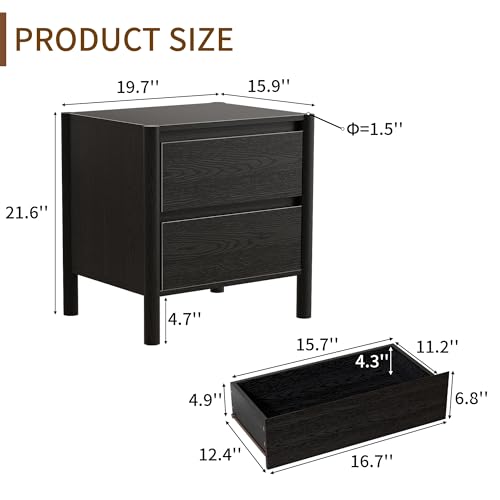 Набор из двух черных прикроват – обзор и цена Solid Wood Nightstand 2 Drawers
