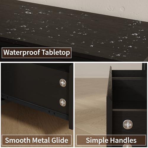 Набор из двух черных прикроват – обзор и цена Solid Wood Nightstand 2 Drawers