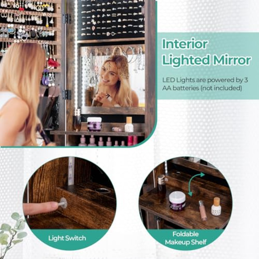 Шкаф для украшений с 47 светод – обзор и цена Full Length Mirror Jewelry Armoire